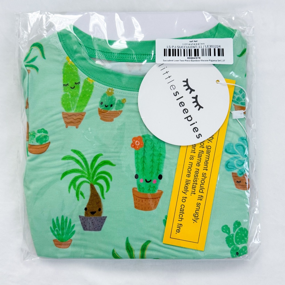 Little Sleepies Succulent Love Long Sleeve Two Piece Pajama Set 2T NWT NIB